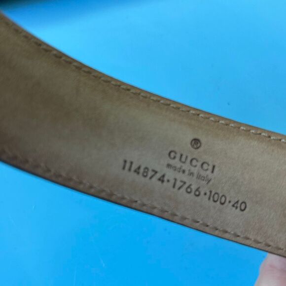 NWT GUCCI G belt & buckle monogram pink/metallic beige/winter rose Sz 40 - Picture 5 of 9